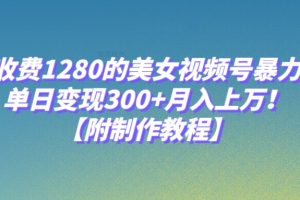 外面收费1280的美女视频号暴力玩法，单日变现300+，月入上万！【附制作教程】
