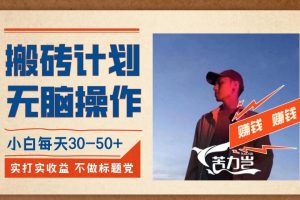 搬砖计划,小白无脑操作每天利润30-50+,完全无脑,不存在封号【揭秘】