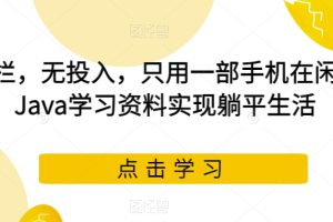 无门栏,无投入,只用一部手机在闲鱼卖Java学习资料实现躺平生活【揭秘】
