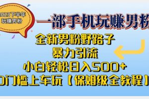 2023全新男粉野路子暴力引流,小白轻松日入500+,全新野路子玩法,0门槛上车玩【保姆级全教程】