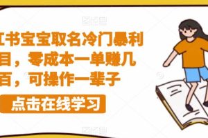 小红书宝宝取名冷门暴利项目,零成本一单赚几百,可操作一辈子
