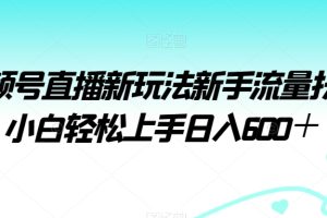 视频号直播新玩法新手流量扶持小白轻松上手日入600＋【揭秘】