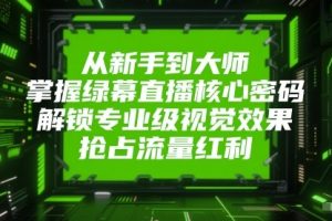 从新手到大师，掌握绿幕直播核心密码！解锁专业级视觉效果，抢占流量红利！
