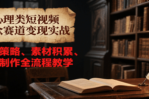 心理类短视频小众赛道变现实战，选题策略、素材积累、视频制作全流程教学