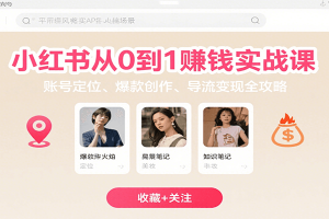 小红书从0到1赚钱实战课：账号定位、 爆款创作 、导流变现全攻略