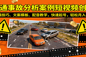 交通事故分析案例短视频创作，剪辑技巧、文案模板、配音教学，快速起号，轻松月入2w+