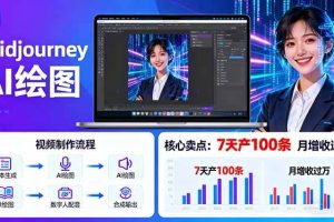 （16049期）AI绘图照片开口说话视频制作：Midjourney+数字人，7天产100条月增收过万