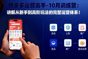 (16448期)拼多多运营高手-10月训练营:讲解从新手到高阶玩法的完整运营体系!