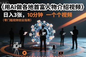 用AI做各地首富人物介绍视频，日入3张，10分钟一个视频