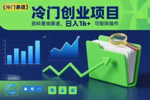 冷门创业项目，资料查询赛道，日入1k+，可矩阵操作