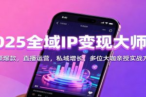 2025全域IP变现大师课：短视频爆款，直播运营，私域增长，多位大咖亲授实战方法论