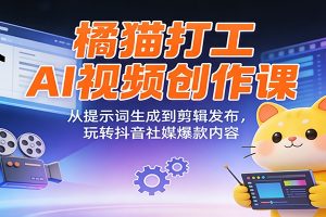 橘猫打工AI视频创作课：从提示词生成到剪辑发布，玩转抖音社媒爆款内容