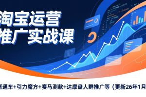 (17200期)淘宝运营推广实战课,直通车+引力魔方+赛马测款+达摩盘人群推广等(更新26年1月)