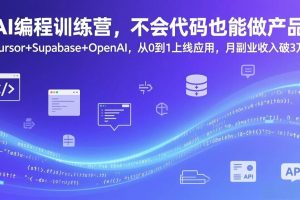 (17388期)AI编程训练营,不会代码也能做产品,Cursor+Supabase+OpenAI,从0到1上线应用,月副业收入破3万