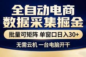 全自动电商数据采集掘金 批量可矩阵 单窗口轻松日入30+