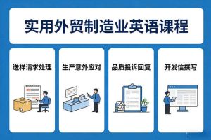 实用外贸制造业英语课程,教你专业处理送样请求、应对生产意外、回复品质投诉、撰写开发信等