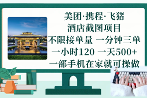 （17584期）美团、携程、飞猪截图项目，一部手机在家做，不限接单量，一分钟三单，一小时120，一天500+ 项目介绍
