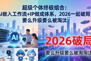 (17789期)超级个体终极组合:AI嵌入工作流+IP做成体系,2026一起破局,要么升级要么被淘汰