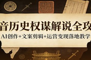 抖音历史权谋解说全攻略:AI创作+文案剪辑+运营变现落地教学