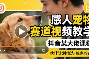 感人宠物赛道视频教学,抖音某大佬课程,可做伙伴计划精选独家收益