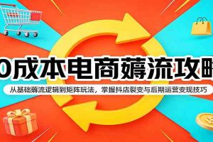 0成本电商薅流攻略:从基础薅流逻辑到矩阵玩法,掌握抖店裂变与后期运营变现技巧