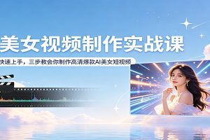AI美女视频制作实战课:零基础快速上手,三步教会你制作高清爆款AI美女短视频