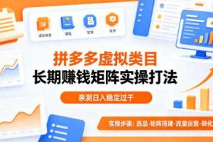 做拼多多虚拟类目想长期賺钱？这套矩阵实操打法，亲测日入稳定过千【揭秘】