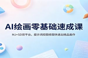 AI绘画零基础速成课：MJ+SD双平台，提示词控图修图快速出精品画作