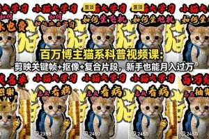 (18595期)百万博主猫系科普视频课:剪映关键帧+抠像+复合片段,新手也能月入过万