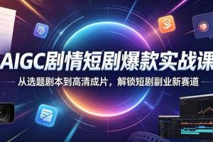 AIGC剧情短剧爆款实战课,从选题剧本到高清成片,解锁短剧副业新赛道