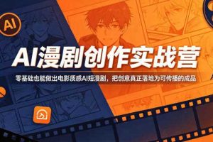 AI漫剧创作实战营,零基础也能做出电影质感AI短漫剧,把创意真正落地为可传播的成品