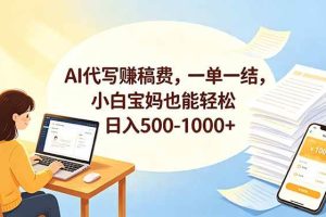 (18772期)AI代写赚稿费,一单一结,小白宝妈也能轻松日入500-1000+