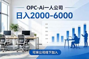 (18809期)2026创业新风口—OPC一人公司模式震撼首发!日收益2000-6000+,项目绿色长久,安全稳健,合…