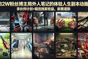 抖音32W粉丝博主局外人笔记的体验人生副本动画教学,拿伙伴计划+精选独家收益,新赛道新涨粉快【录制版】