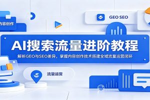 AI搜索流量进阶教程:解析GEO与SEO差异,掌握内容创作技术搭建全域流量运营闭环