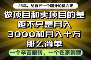 做项目和卖项目不只是月入3K和10W那么简单,一个努力搬砖,一个在家躺賺【揭秘】