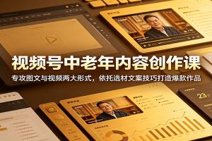 视频号中老年内容创作课:专攻图文与视频两大形式,依托选材文案技巧打造爆款作品