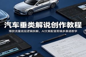 汽车垂类解说创作教程:爆款流量底层逻辑拆解,AI文案配音剪辑多赛道教学