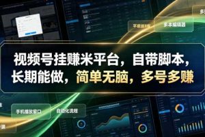 视频号挂賺米平台,自带脚本,长期能做,简单无脑,多号多賺【揭秘】