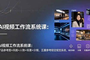(19016期)AI视频工作流系统课:产品参考图+风格+人物+场景+分镜,五重参考锁定视觉系统,稳定产出高质量视频