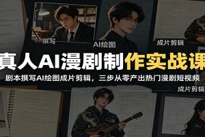 真人AI漫剧制作实战课:剧本撰写AI绘图成片剪辑,三步从零产出热门漫剧短视频