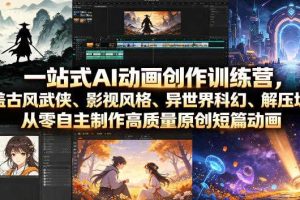 一站式AI动画创作训练营,涵盖古风武侠、影视风格、异世界科幻、解压场景,从零自主制作高质量原创短篇动画