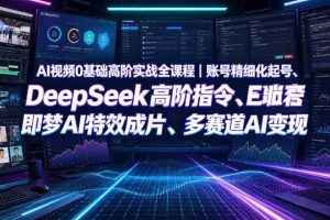 AI视频0基础高阶实战全课程|账号精细化起号、DeepSeek高阶指令、即梦AI特效成片、多赛道AI短视频量产变现